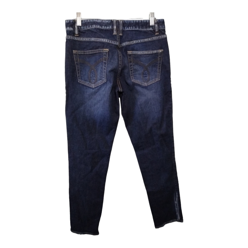 Calvin Klein Boyfriend Dark Wash Whiskered Faded Denim Jeans Size 29/8 - Picture 2 of 7